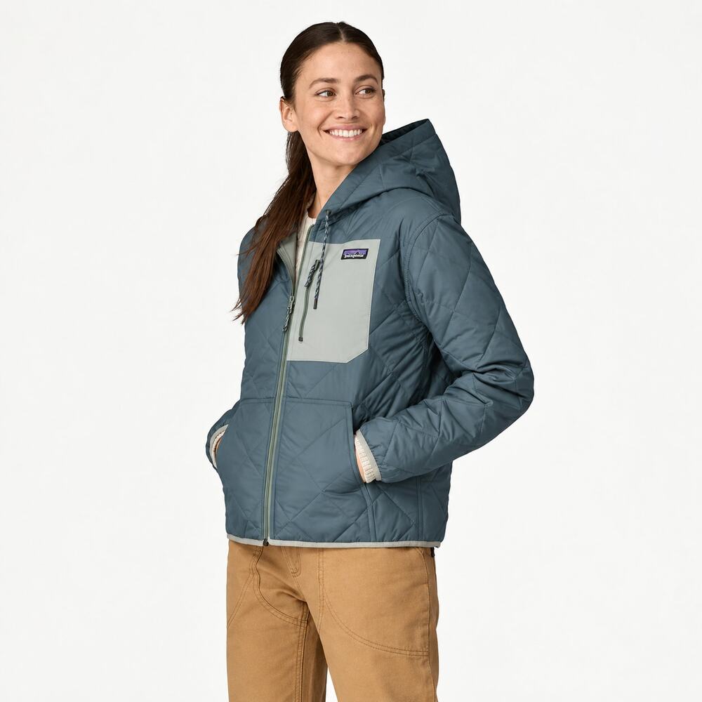 Patagonia Women's Diamond Quilted Bomber Hoody Jacket Green sz Small